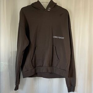 Lonely Ghost Dark Brown Hoodie Size Medium